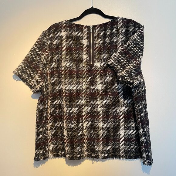 Contemporaine cropped tweed top Women size XXL, black, white and burgundy. - Picture 2 of 8